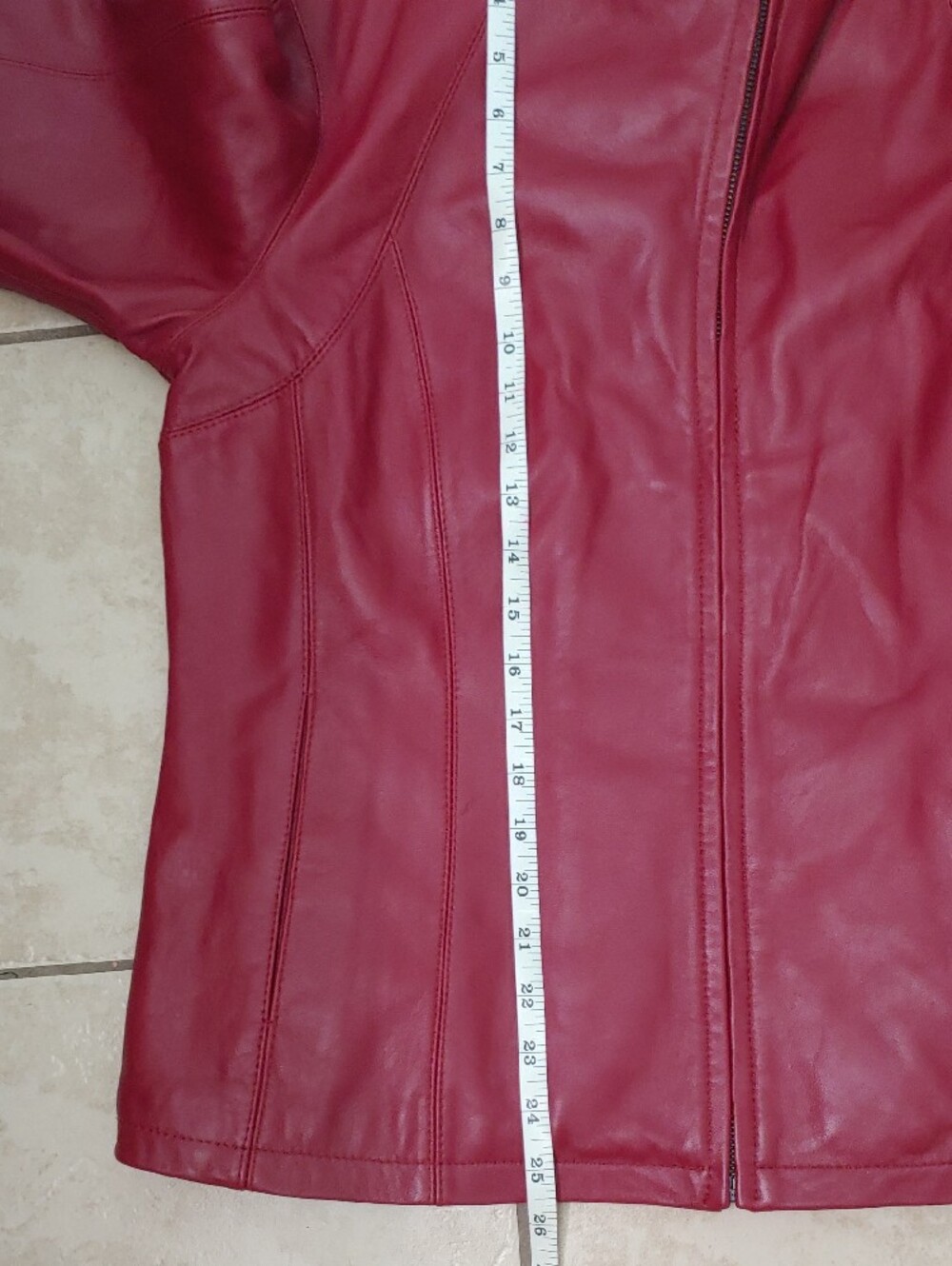 Nine West Real Red Leather Jacket Women's Moto Full Zip Size L - Picture 6 of 8